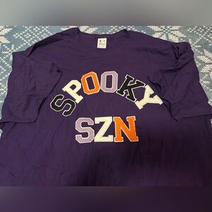 NWOT Fruit of the Loom Purple Short Sleeve Tee  with 'Spooky SZN'